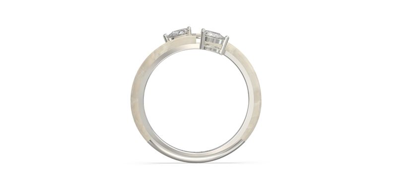 Pear-Shaped Lab Grown Diamond White Ceramic Wrap Around Ring in Sterling Silver image number null