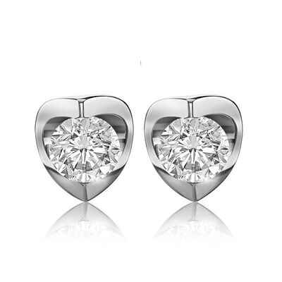 Solitaire 1 1/2ctw. Diamond Earrings in 14k White Gold