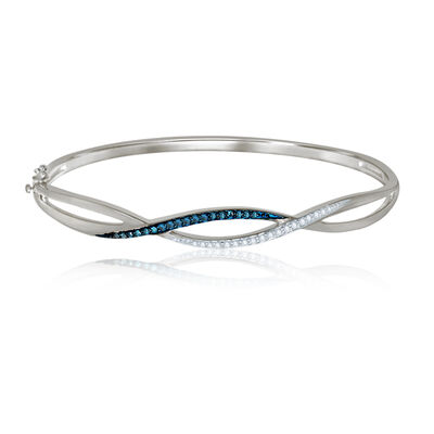 Blue & White Diamond 1/4ct. Bangle Bracelet