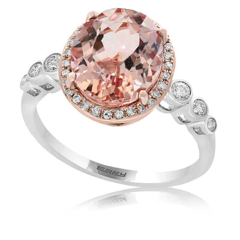EFFY Oval Morganite & Diamond Halo Cocktail Ring image number null