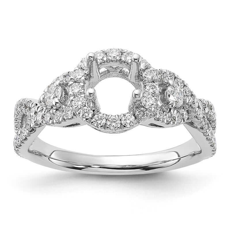 Brilliant-Cut 3/4ctw. Diamond Twist Semi-Mount in 14k White Gold Extended Size image number null