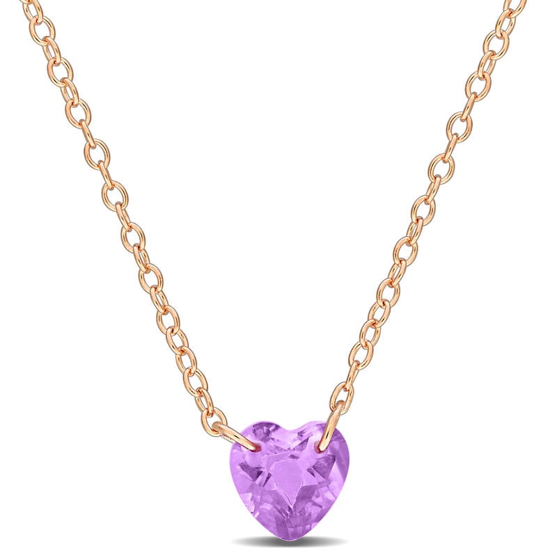 Amethyst Heart Necklace in Rose Plated image number null