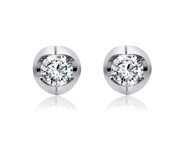 Brilliant-Cut Lab Grown 1ct. FG VS Lab Grown Diamond Half Moon Stud Earrings in 14k White Gold image number null