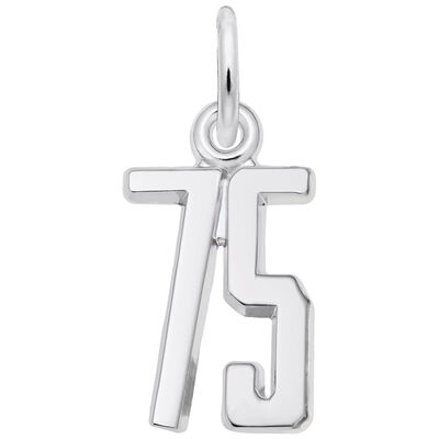 Number 75 Charm in Sterling Silver