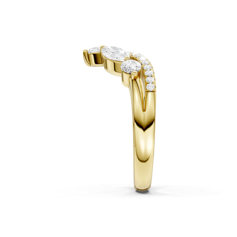 Lab Grown Diamond 3/4ctw. Marquise & Round Contour Wedding Band in 14k Yellow Gold image number null