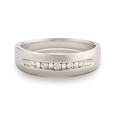 Men's 1/4ctw. Diamond & 10k White Gold Wedding Ring