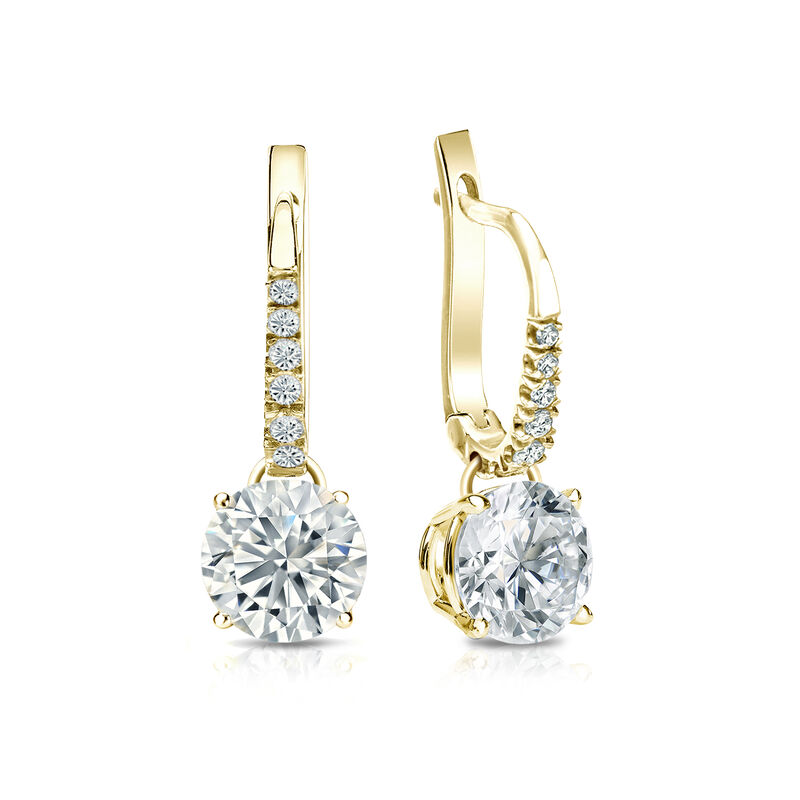 Diamond 1½ctw. 4-Prong Round Drop Earrings in 14k Yellow Gold I1 Clarity image number null