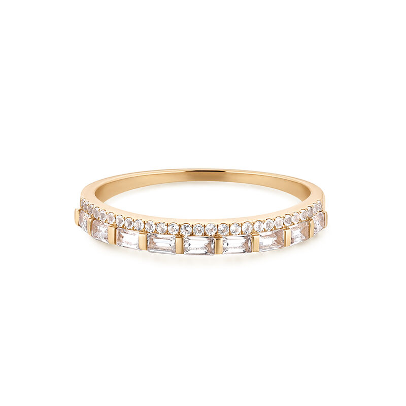 White Topaz Double Band in 14k Yellow Gold image number null