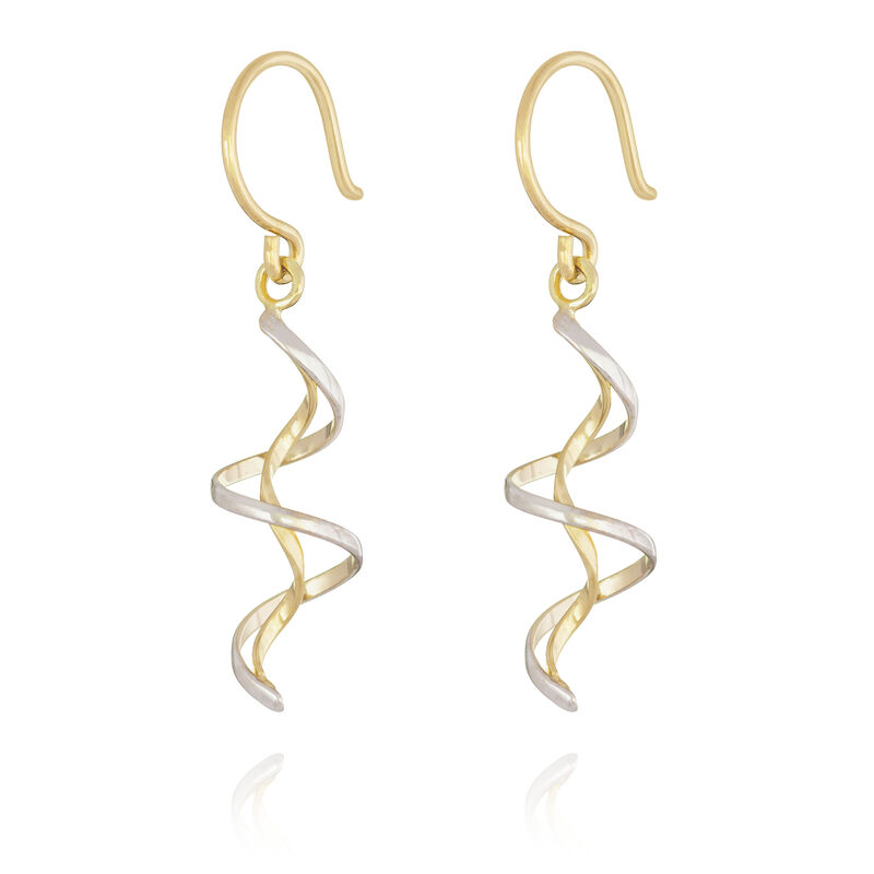 Wire Twist Drop Earrings in 14K Two-Toned Gold image number null