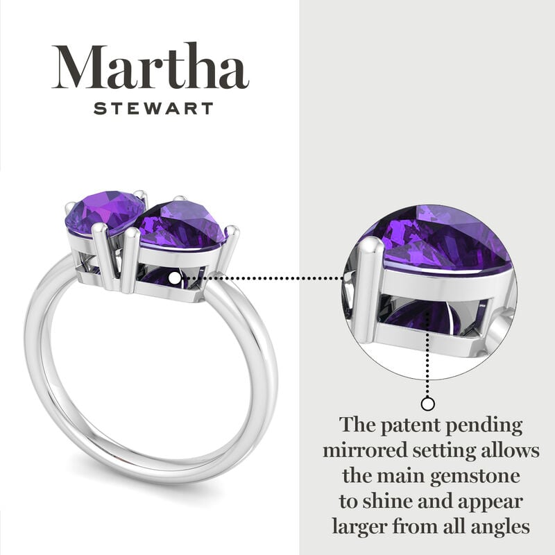 Martha Stewart Amethyst Two Stone Ring in Sterling Silver image number null