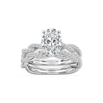 Oval Lab Grown Diamond 2 3/4ctw. Hidden Halo Twist Bridal Set in 14k White Gold