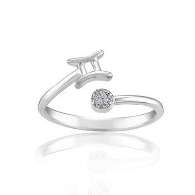 Zodiac Gemini Fashion Ring in Sterling Silver 