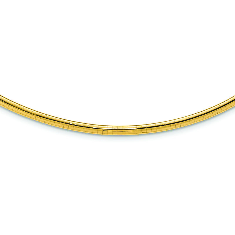 Lightweight Domed Omega 16" Chain 4mm in 14k Yellow Gold image number null