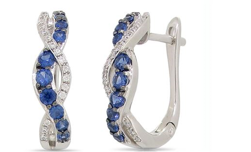 Sapphire & Diamond Hoop Earrings  image number null
