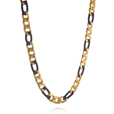 Figaro 9.5mm Chain in Stainless Steel Black Gold IP