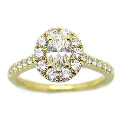 Giovanna. Oval 1 1/4ctw. Diamond Halo Engagement Ring in 14k Yellow Gold