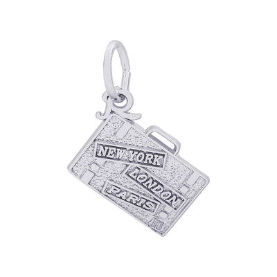 Suitcase Sterling Silver Charm