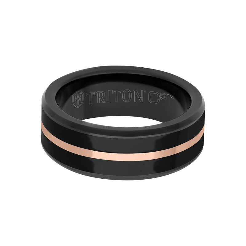 Men's Black Ceramic Inlay & Tungsten Carbide Wedding Ring (8mm) image number null