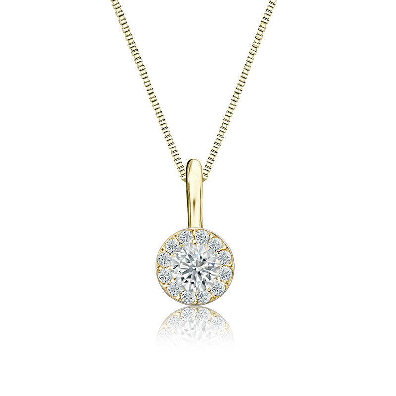 White Diamond Halo &#188;ct. Pendant in 14k Yellow Gold image number null