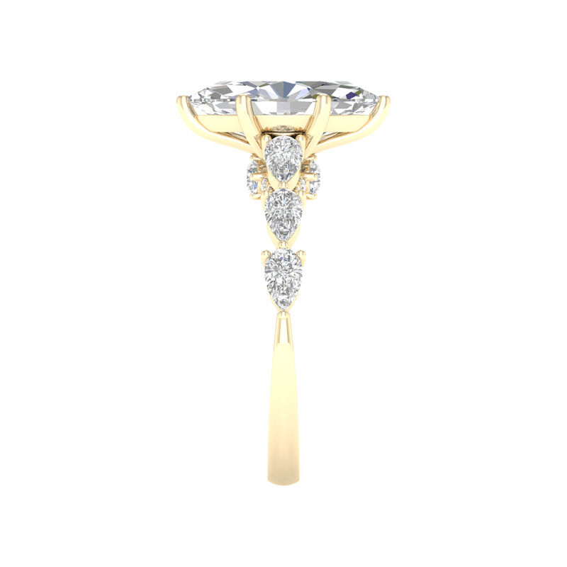 Marquise Lab Grown Diamond 2 3/4ctw. Horizontal Engagement Ring with Pear and Round Diamonds in 14k Yellow Gold image number null