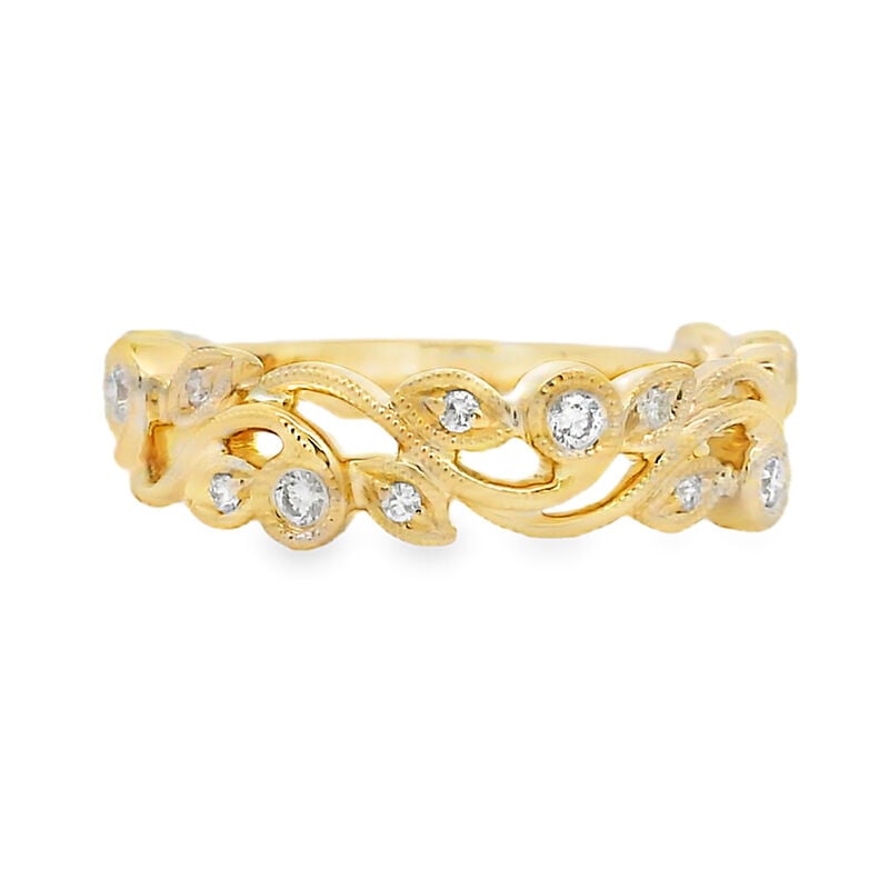Diamond 1/5ctw. 14k Yellow Gold Floral Anniversary Ring image number null