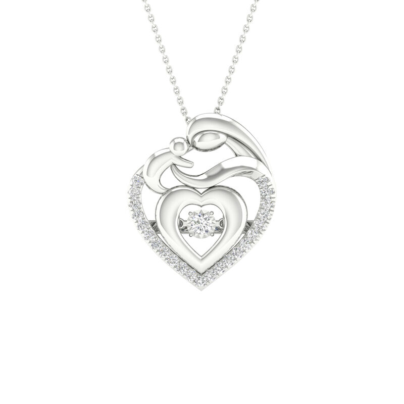 Brilliant-Cut 1/10ctw. Diamond Mother & Child Pendant in Sterling Silver image number null