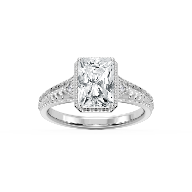 Radiant Lab Grown Diamond 2ctw. Vintage Engagement Ring in 14K White Gold image number null