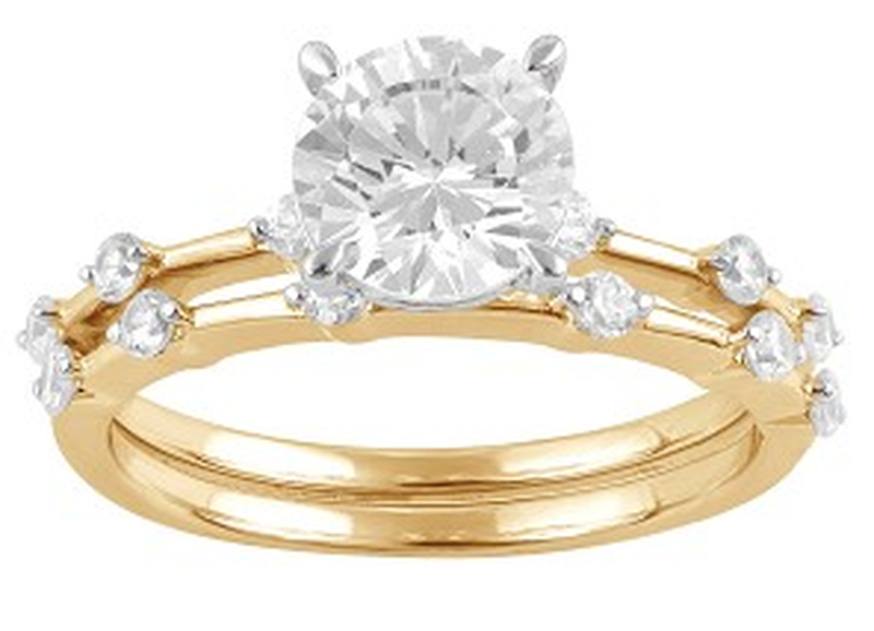Brilliant-Cut Lab Grown 1 7/8ctw. Bar Bridal Set in 14k Yellow Gold image number null