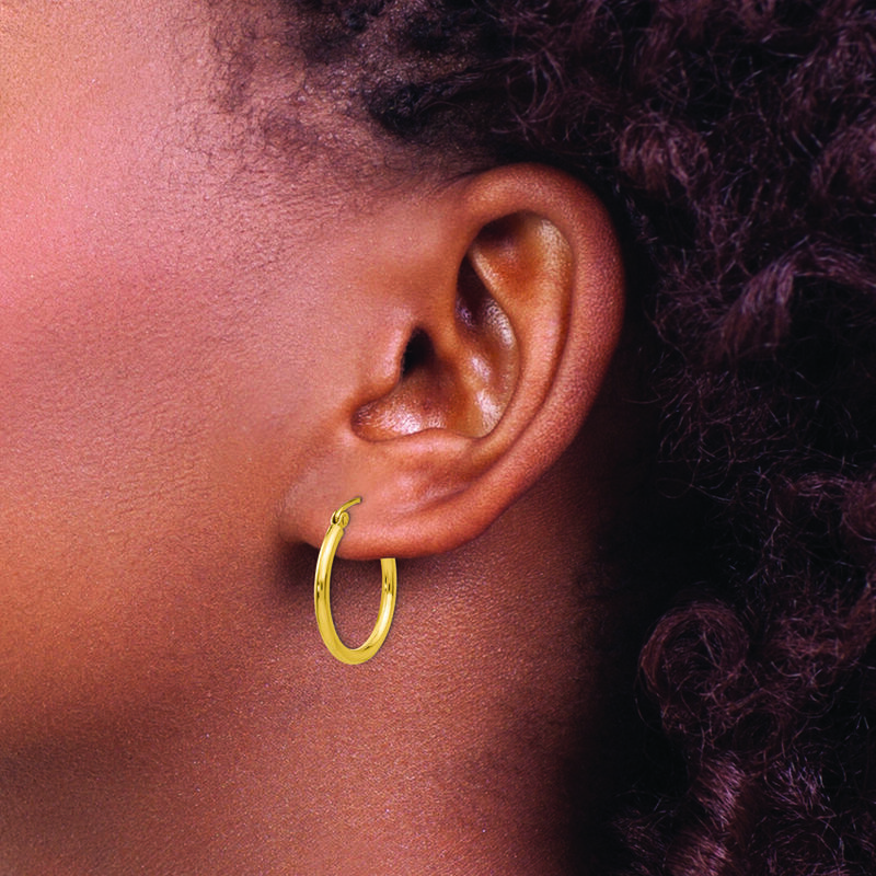Lightweight Tube Hoop Earrings in 14k Yellow Gold image number null