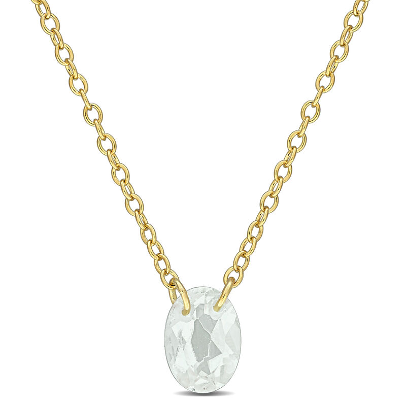 Green Amethyst Oval Necklace in Gold Plated image number null