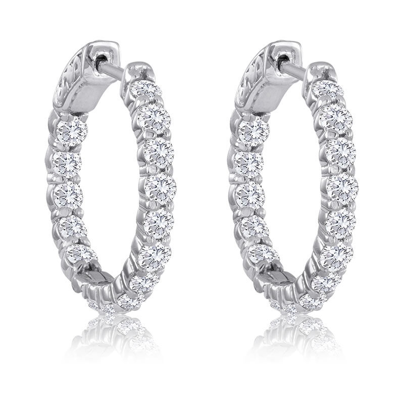 Brilliant-Cut In & Out Diamond Hoop Earrings 3ct. T.W. image number null