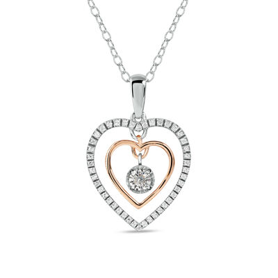Heart 0.25ctw. Diamond Pendant in 10k White & Rose Gold