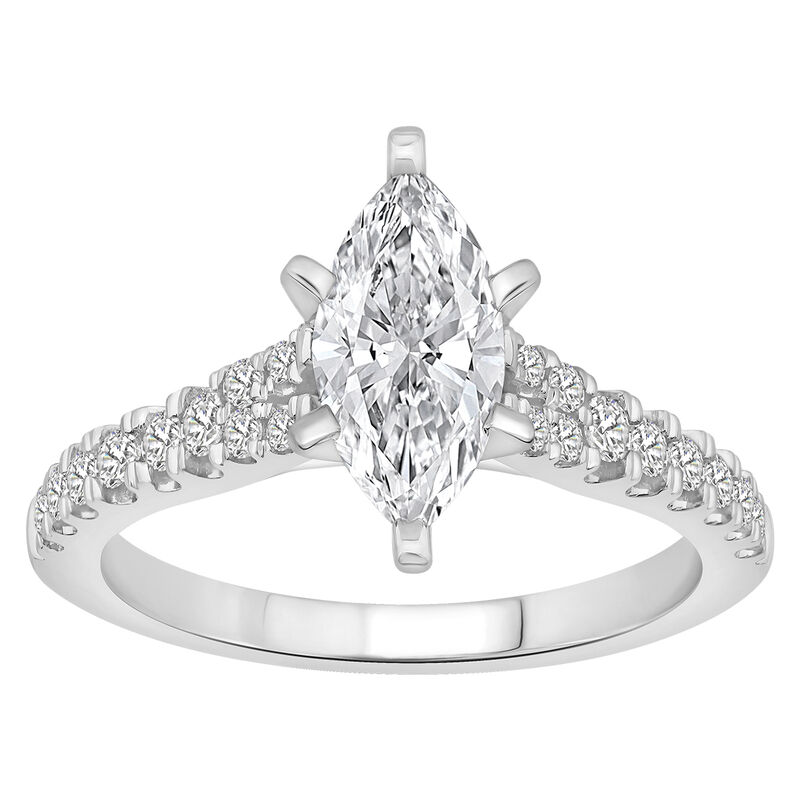 Marquise-Cut Lab Grown 1 1/4ctw. Diamond Split Shank Cathedral Engagement Ring in 14k White Gold image number null
