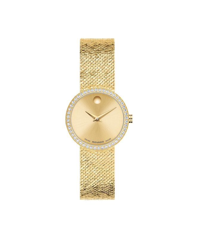 Movado Museum Velura Diamond Bezel Yellow Gold Tone Dial 607934 image number null