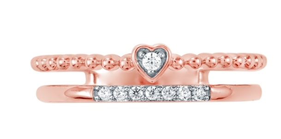 Brilliant-Cut Diamond Double Row Fashion Ring in 10k Rose Gold