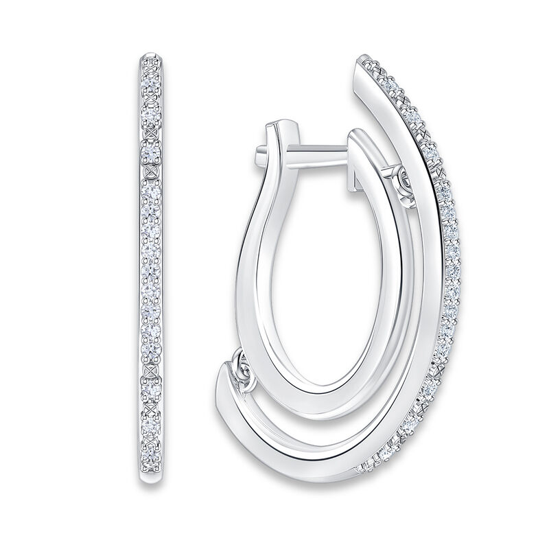 Brilliant-Cut .16ctw. Diamond Fashion J-Hoops in Sterling Silver image number null