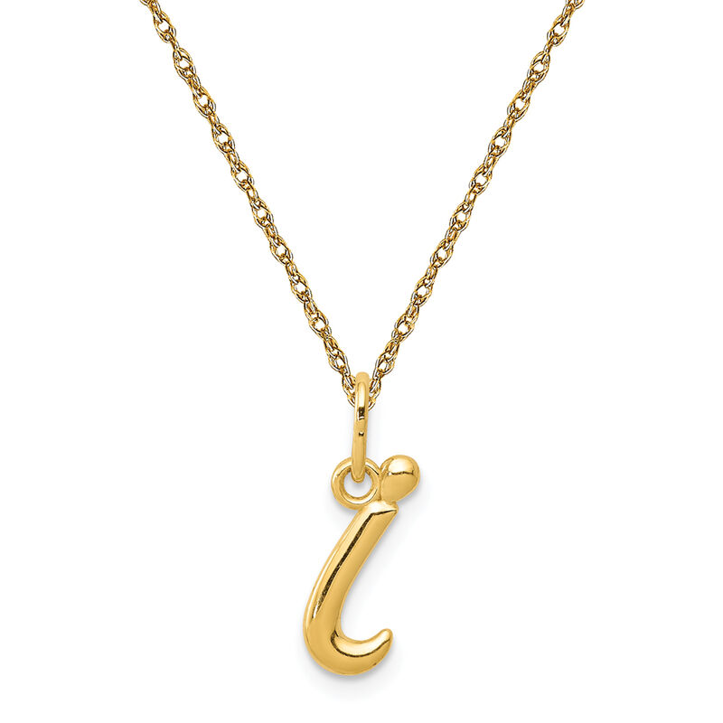 Script I Initial Necklace in 14k Yellow Gold image number null
