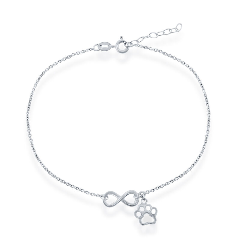 Paw Print Infinity Anklet in Sterling Silver image number null