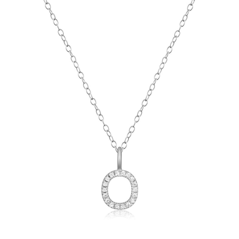 Lab Grown Diamond Letter O Initial Pendant Necklace in Sterling Silver image number null
