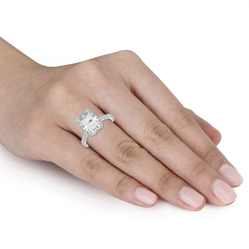 Elongated Cushion Lab Grown Diamond 6 3/4ctw. Engagement Ring in 14k White Gold image number null