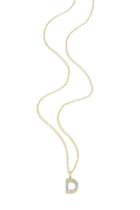 Lab Grown Diamond Letter D Initial Pendant Necklace in 14k Yellow Gold Plated Sterling Silver image number null