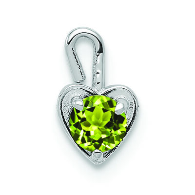 August Synthetic Birthstone Heart Charm in 14k White Gold