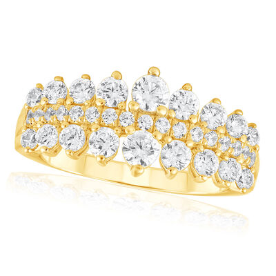 Diamond 1ctw. Chevron & 10k Yellow Gold Anniversary Ring