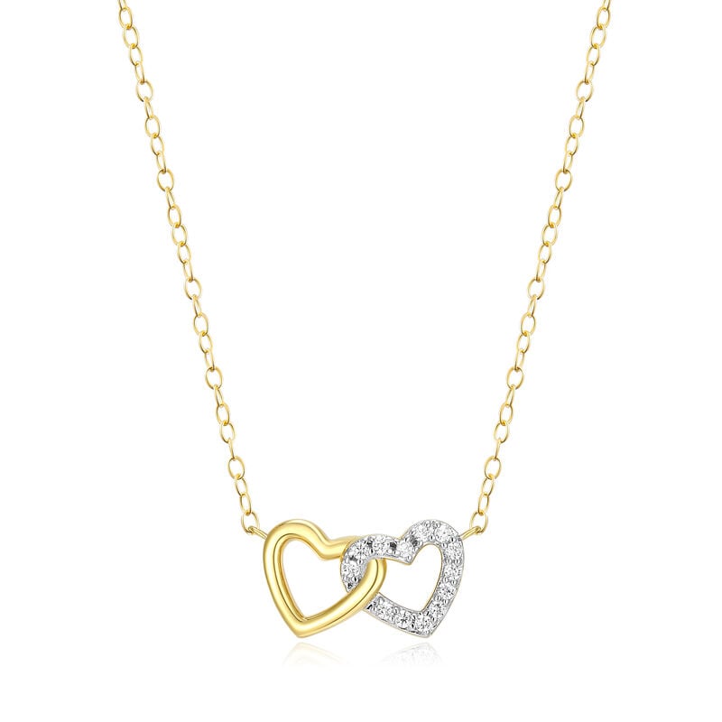 Lab Grown Diamond Double Heart Necklace in Gold Plated Sterling Silver image number null