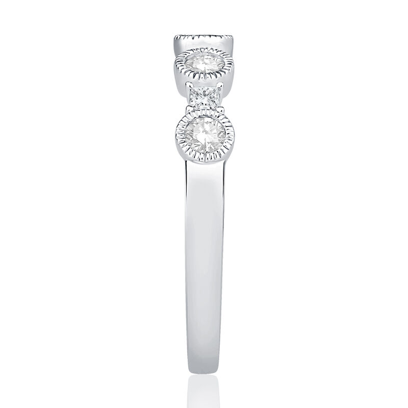 Lab Grown Diamond 1/2ctw. Milgrain Anniversary Ring in 14k White Gold image number null