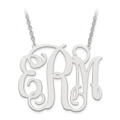 35x41 Monogram Plate Pendant in Sterling Silver (up to 3 letters)