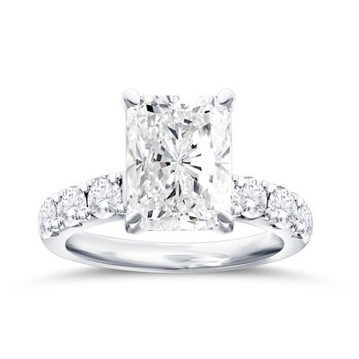 Radiant-Cut Lab Grown 4ctw. Diamond Straight Band Engagement Ring in 14k White Gold