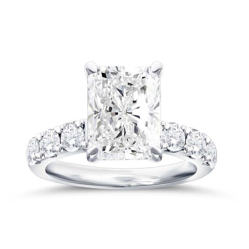 Radiant-Cut Lab Grown 4ctw. Diamond Straight Band Engagement Ring in 14k White Gold image number null