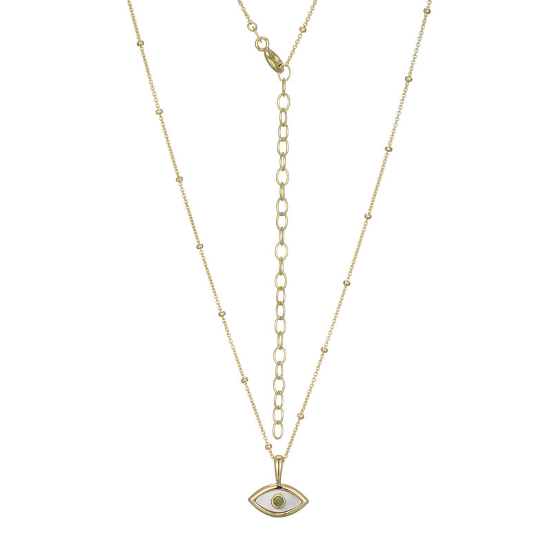 Mother of Pearl and Blue Topaz Evil Eye Pendant in Sterling Silver image number null