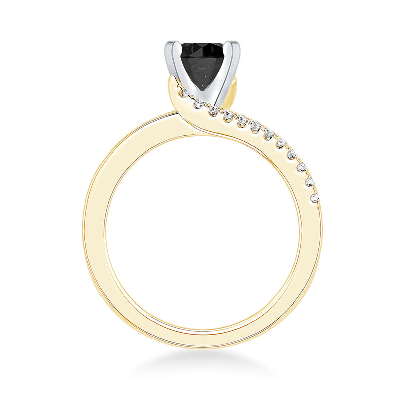 Brilliant-Cut 2.25ctw. Diamond Black and White Bypass Engagement Ring in 14k Yellow Gold image number null